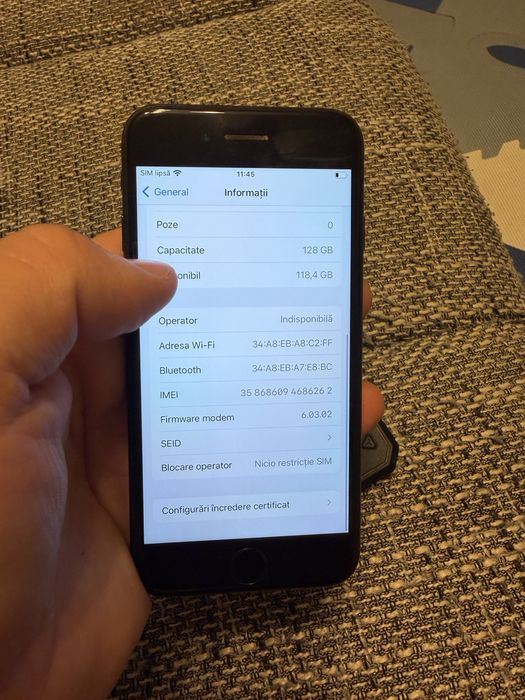iPhone 7 Black 128 GB – baterie 85% husa