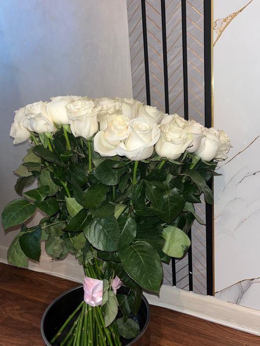 Белые розы букет, свежая