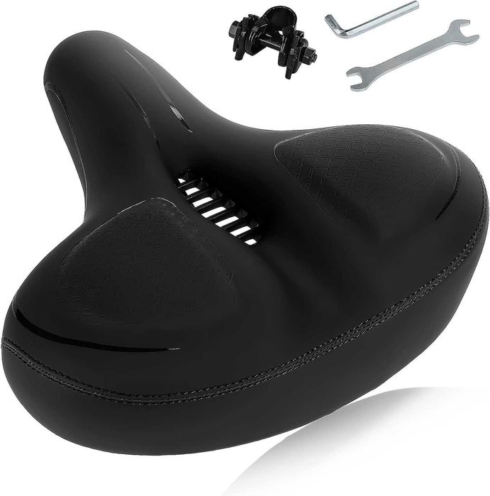 Șa de bicicletă ergonomică și extra lată TONBUX, cu spumă de memorie și suspensie