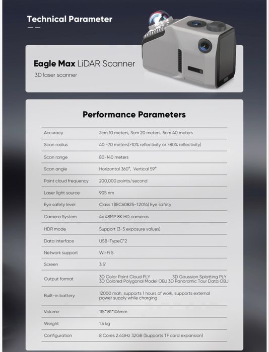 Slam laser 360 Eagle lidar scanner RTK