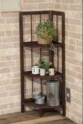 Дървена ъглова етажерка/рафт/ стелаж/ цвяетарник ? органайзер