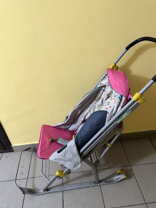 Санки коляска с маленькими колесами