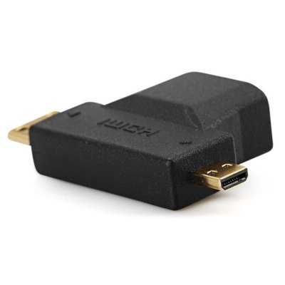 Позлатен 3 в 1 HDMI женски към Micro HDMI и Mini HDMI мъжки конвертор