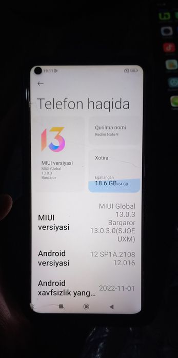 Redmi note 9 karobka dakumenti bilan