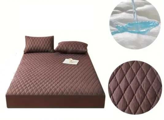 шалте, протектор за голям спален матрак с ластик в лилаво водоустойчив