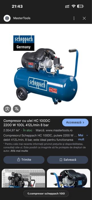 Compresor scheppach 100l