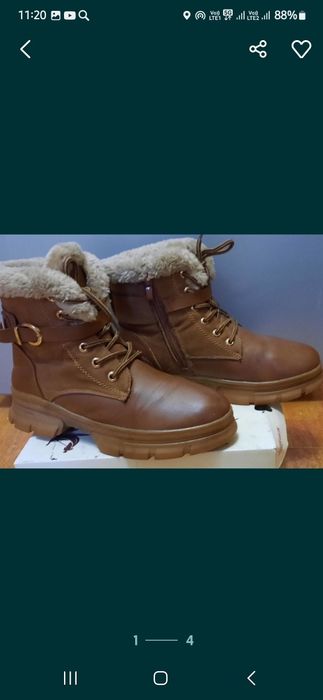 Ботинки зимние кожаные, размер 38-39