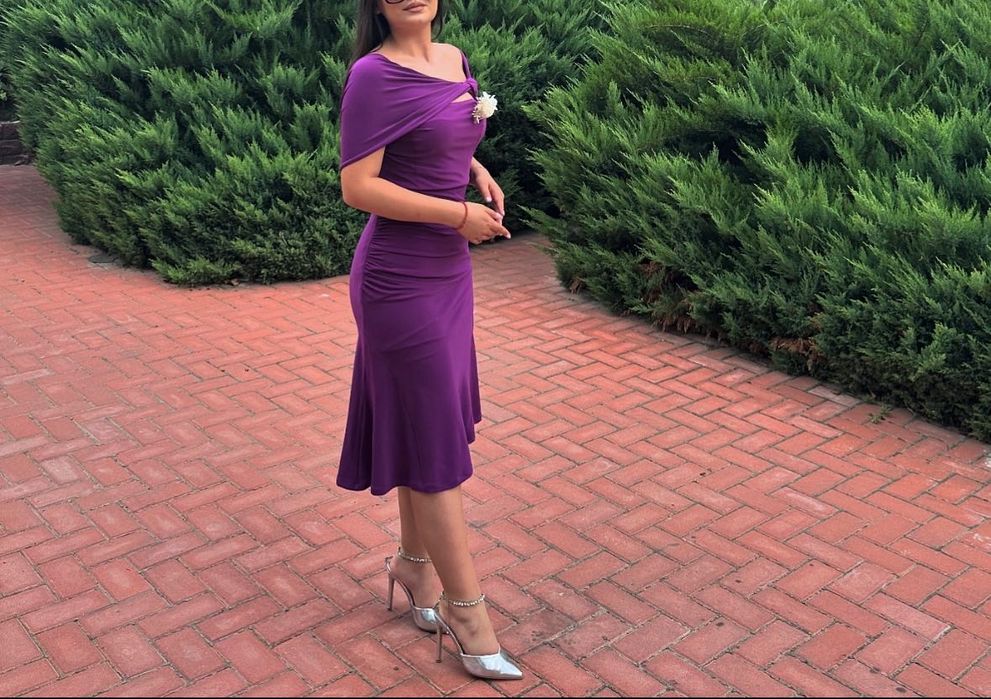 Rochie Midi Mov Închis