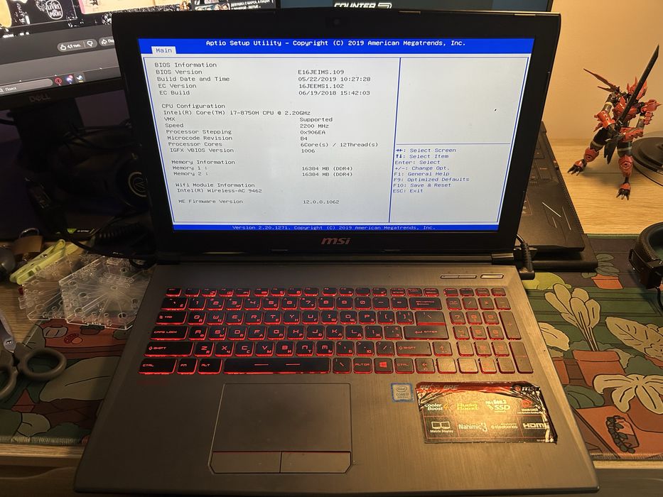 Геймърски лаптоп MSI GV62 8RE / i7-8750H / 32GB RAM / GTX 1060 / SSD + HDD