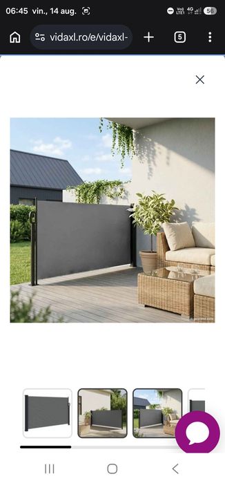 Copertină laterală retractabilă antracit 117x300 cm