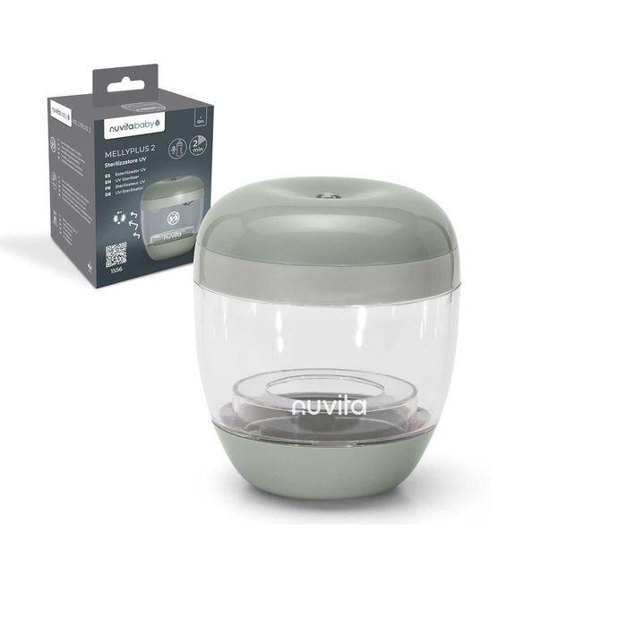 Nuvita 1556 MellyPlus – Преносим UV стерилизатор за бебешки шишета, биберони и залъгалки, Sage Green