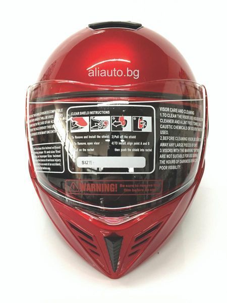 Каска за мотор модуларна с очила червена a16-1