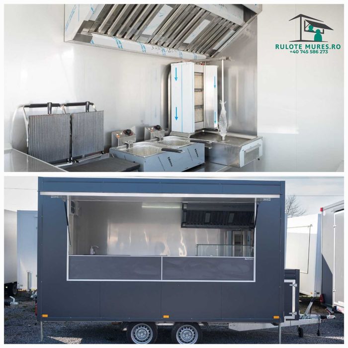 Rulota comerciala,FAST FOOD, FOOD TRUCK! L->4M ,2 AXE - PE STOC !