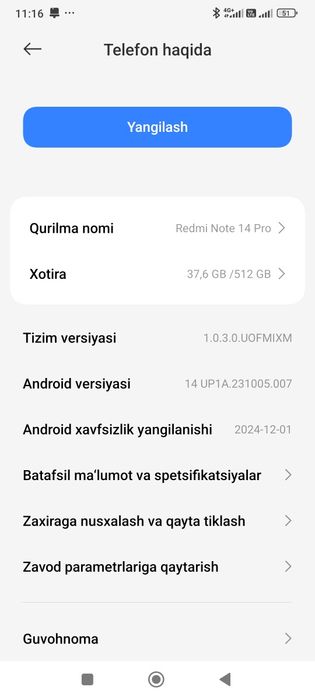 Redmi Note 14 pro 12-512 GB