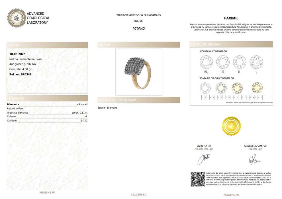 Inel din aur bicolor, decorat cu diamante