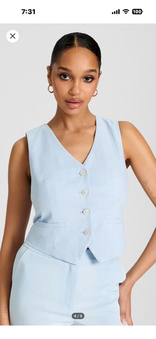 Светло син костюм от три части