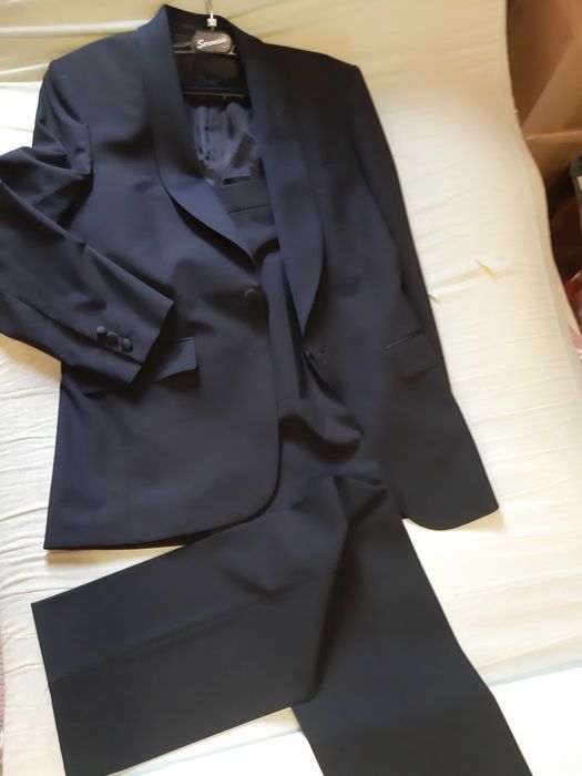 Costum negru barbatesc din Lana+Lycra, Gala, marca Seroussi (Italia)