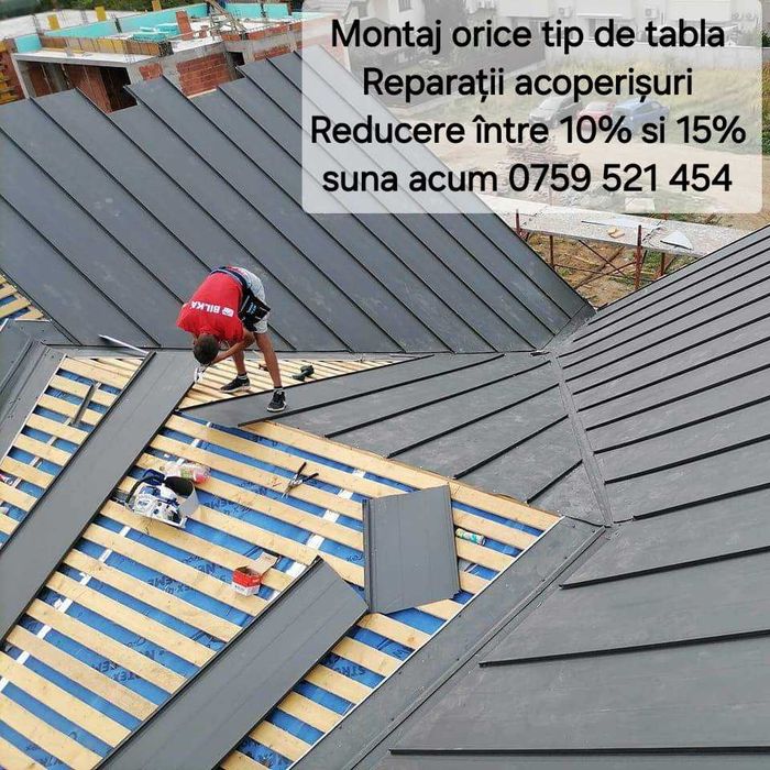 Reparații Acoperișuri/Montaj Țiglă Tabla BILKA/Hidroizolații