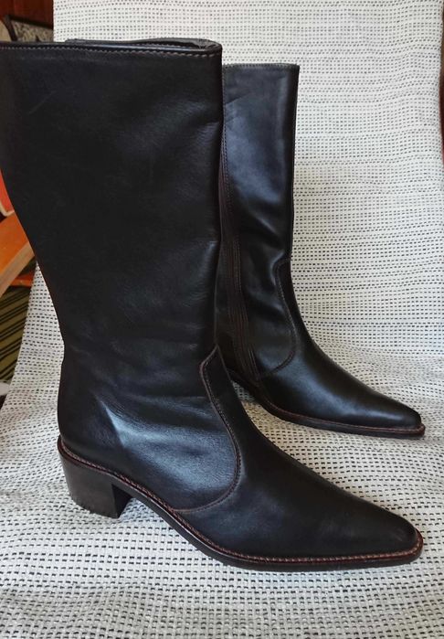 Cizme dama cu varf ascutit New Collection, piele naturala