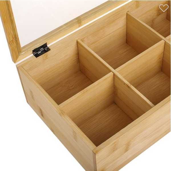 Бамбукова кутия за чай Mercado Trade, С капак, Кафяв