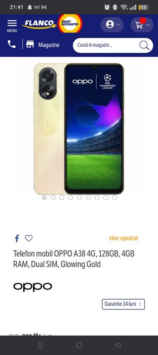 Oppo A38 de vânzare,telefonul se prezintă într-o stare bună,cu folie