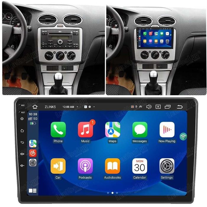 Мултимедия Двоен дин, Навигация, за Ford Focus, Ford Transit, CARPLAY, WAZE Android, Transit, Focus 2005-2016 година
