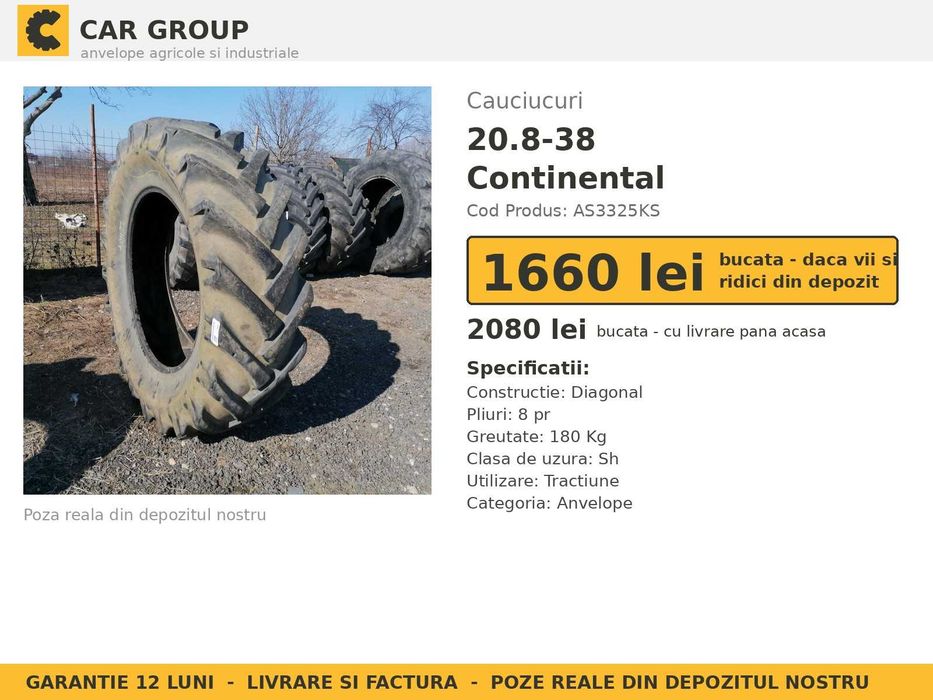 Cauciucuri Anvelope 20.8-38 20.8 38 520/85R38 20.8R38 20838 Continental Tractor Punte Spate Tractiune SH Second Hand REDUCERE Oferta Pret Bun Livrare