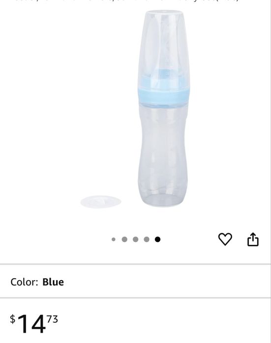 Бебешко силиконово шише с лъжичка