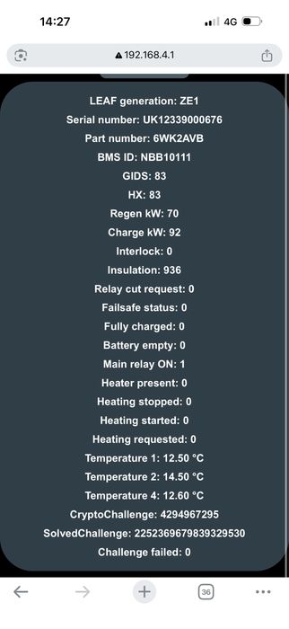 Nissan leaf,baterie 40 kw.soh 93%,89%