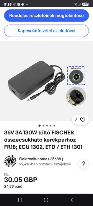 Încărcător bicicletă electrică FISHER 36 volti