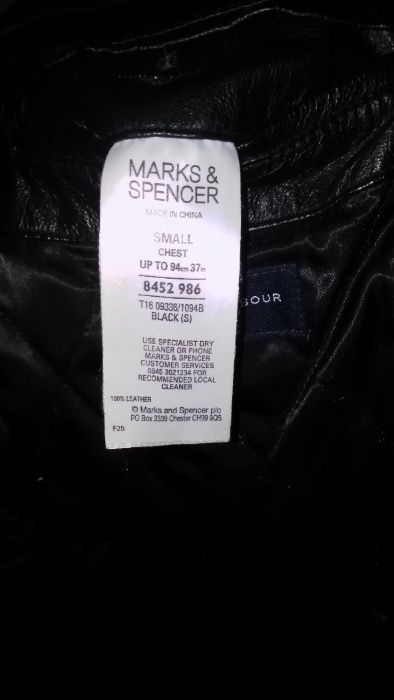 M&S Marks and Spencer - Geaca Jacheta Scurta Piele Neagra englezeasca