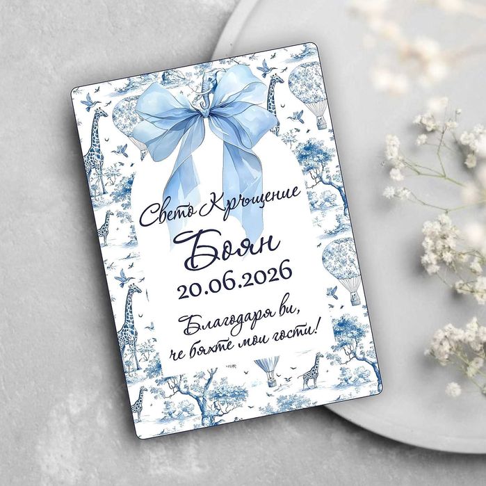 Подаръчета за Погача Магнитчета със Снимка за Погача Карти за Наричане