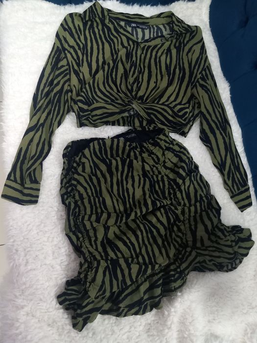 Compleu animal print kaki și negru S - M ZARA