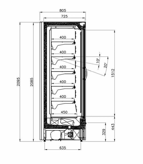 Vitrina Supermarket MDCA, Inverter si Controler Bluetooth, Intern, NOU