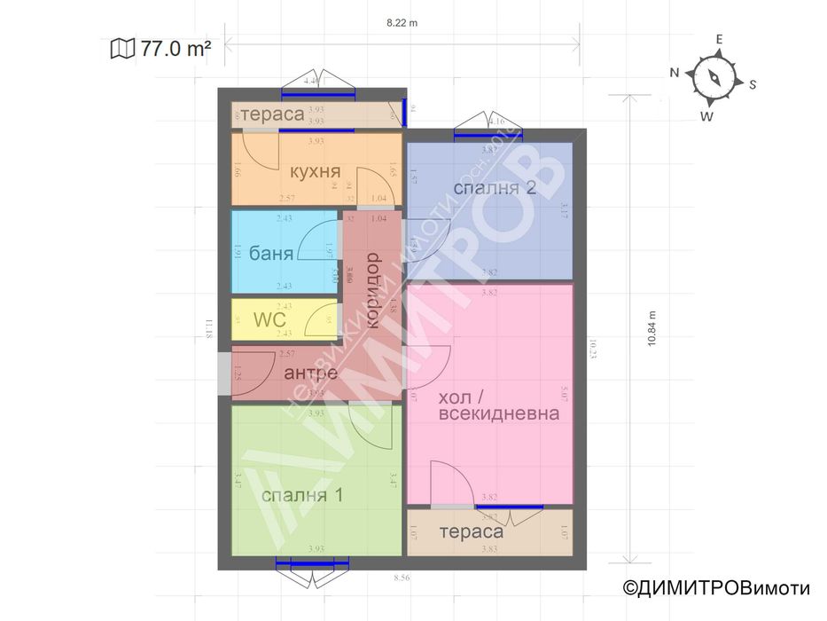 Продава се тристаен апартамент (3+1) 77 кв.м. в саниран блок в гр. Нови пазар в района на Бялта чешма на града.
