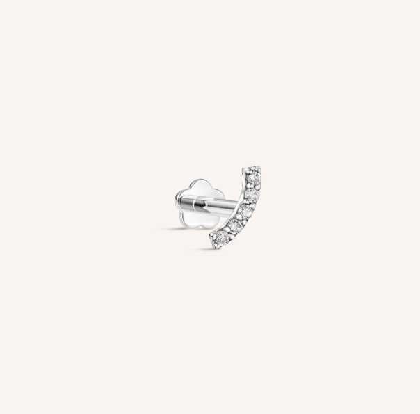 14K Solid Gold CZ Curve Flatback Earring пиърсинг хеликс
