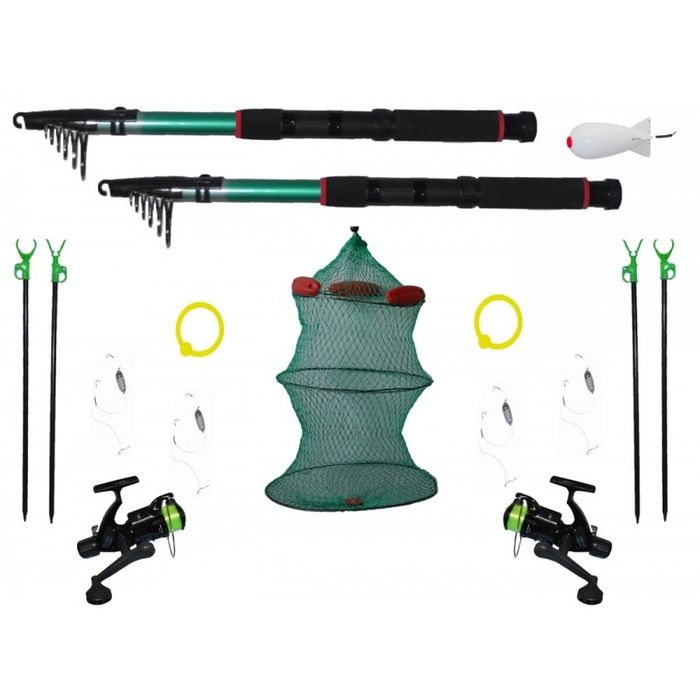 Set de pescuit format din 2 lansete 3.6 m, mulinete, suporti, forface