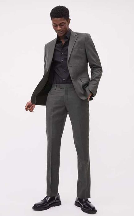 Sacou blazer 42 XL slim Massimo Dutti NOU lana Finest Italian gri