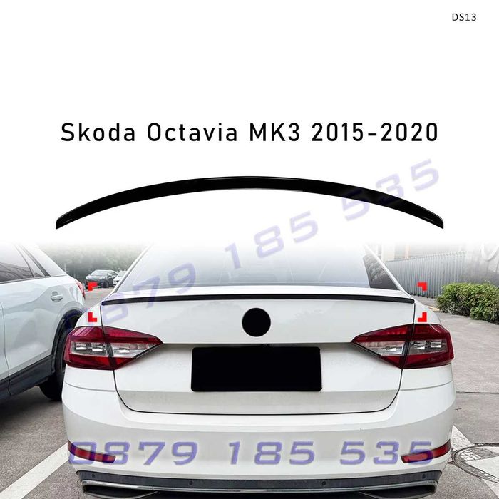 Спойлер за багажник Skoda Octavia MK3 2015-2020, черен гланц -DS13 тунинг лип заден шкода октавия tuning lip spoiler zaden bagajnik