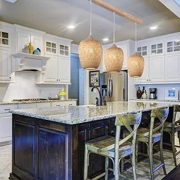 Бамбукова таванна лампа Висяща стил Бохо, Ратан Boho 3×E27