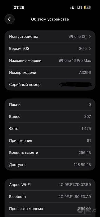 16 Pro Max 256 GB