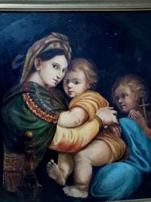 Tablou Pictură în ulei pe lemn lucrare de maestru după Madonna Della
