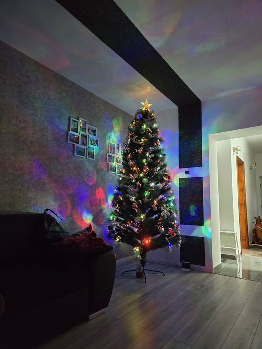 Brad cu lumini led si fibra optica luminata  2.5 metri 250 cm