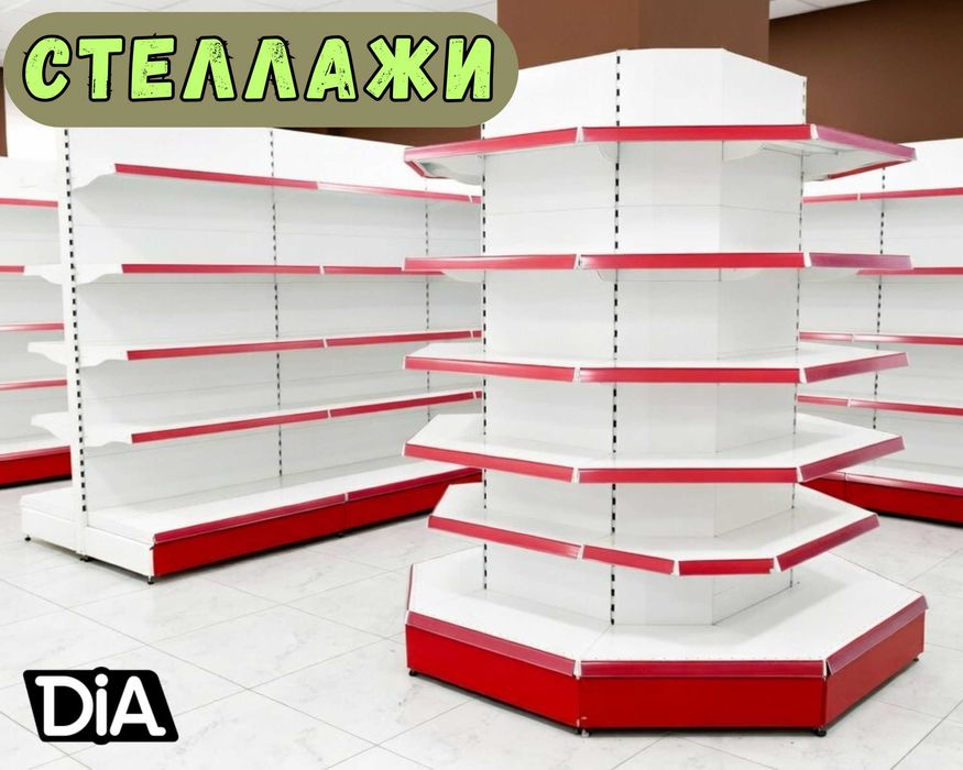 Стеллажи торговые, металлические полки, железная мебель