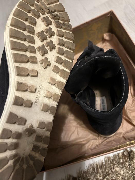 miu miu suede wedge sneakers