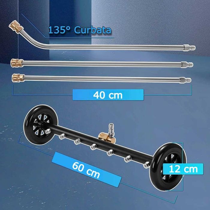 Dispozitiv spalare sub autovehicule cu 7 duze cu functie dubla