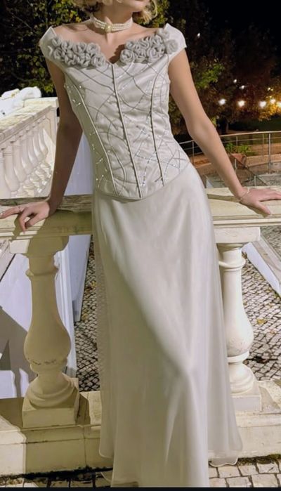 Rochie eleganta creatie unica model unicat XS S Gri Perlat