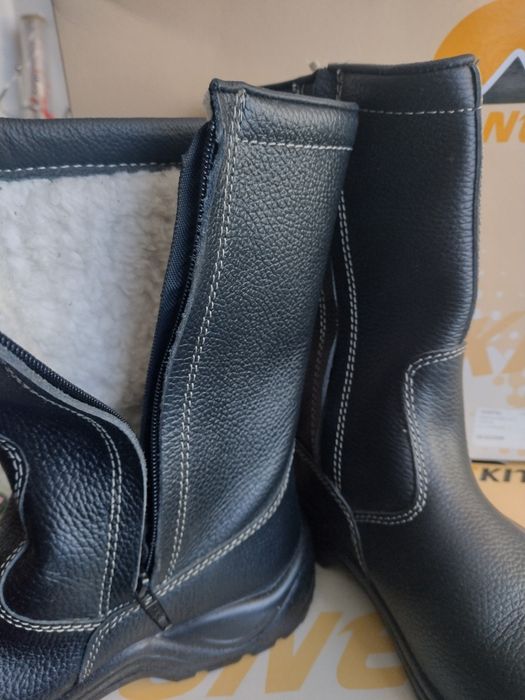 Cizme din piele pentru bărbați, îmblănite, cu protecție de metal