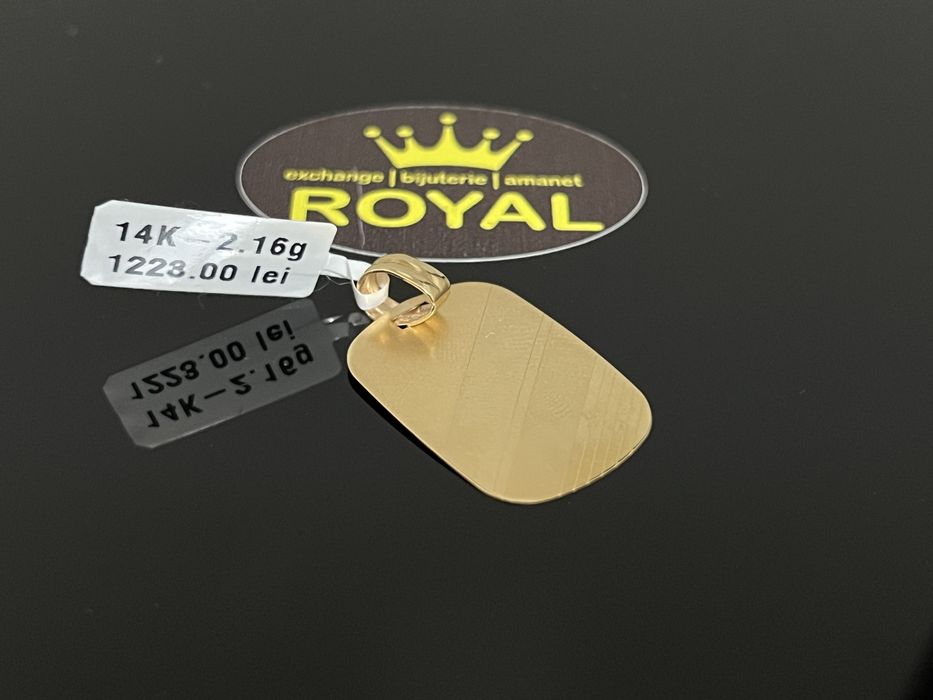 Bijuteria Royal CB : Pandant placa aur 14k 585 2,16 grame