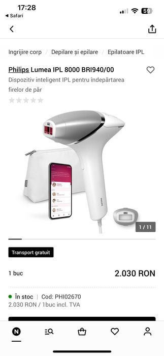 Aparat de epical philips lumea ipl 8000 inca in garantie